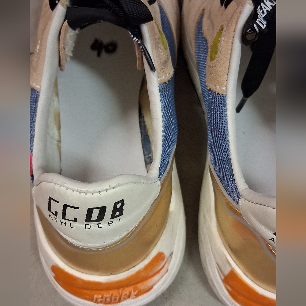 Golden Goose Beige Blue Pink Star Sneakers - Picture 12 of 16